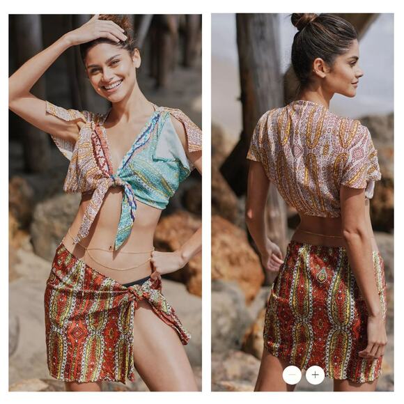 Anthropologie Two-Piece Twist Top and Wrap Skirt Set - New - Small - Picture 1 of 7